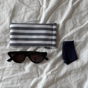 J. Crew Black Sunglasses with Gray Striped Headband Bungalow cat-eye sunglasses